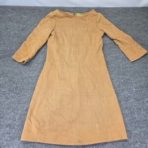 Elizabeth McKay Women's Sleeved Faux Suade Dress Asymmetric US SZ 6